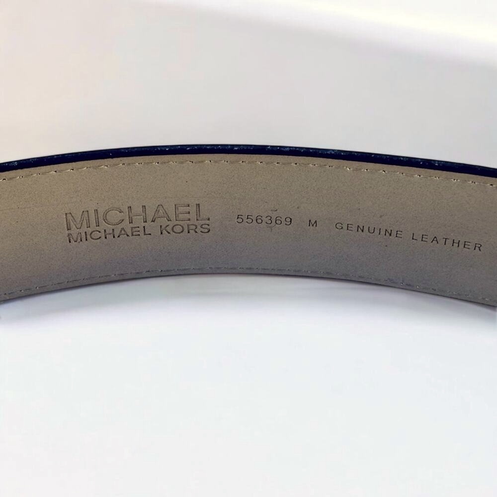 Michael Kors Medium 100% Genuine Leather Belt White Gold Grommets Hardware M New - Picture 5 of 8